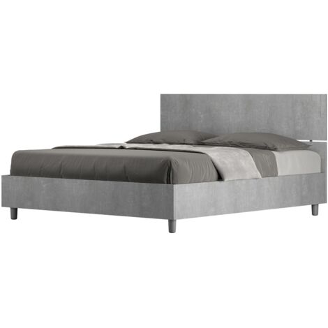 Letto Matrimoniale 160x190 cm con Rete Testata Dritta Demas Cemento