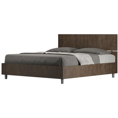 Letto Matrimoniale 160x190 cm con Rete Testata Dritta Demas Noce