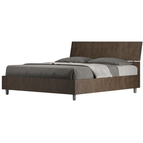Letto Matrimoniale 160x190 cm con Rete Testata Inclinata Demas Noce