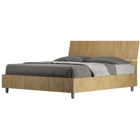 Letto Matrimoniale 160x190 cm con Rete Testata Inclinata Demas Quercia
