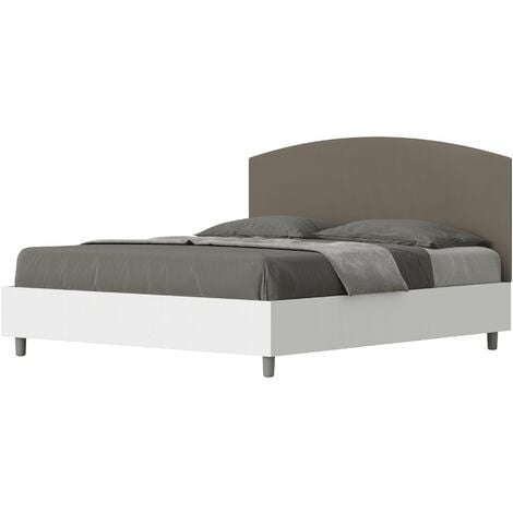 Letto Matrimoniale Francese 140x190 cm con Rete e Contenitore Focus  Cappuccino