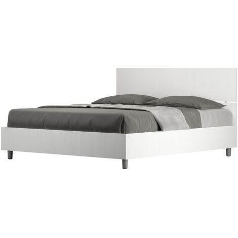 Letto Matrimoniale 160x190 cm Senza Rete Testata Dritta Demas Frassino Bianco