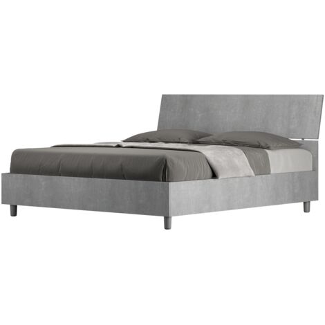 Letto Matrimoniale 160x190 cm Senza Rete Testata Inclinata Demas Cemento