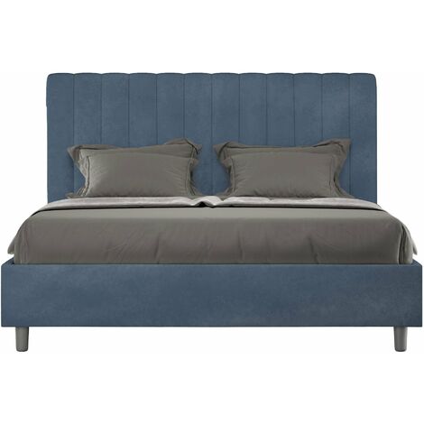 Letto Matrimoniale 160x200 cm con Rete Agueda Blu