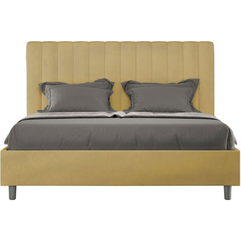 Letto Matrimoniale 160x200 cm con Rete Agueda Ocra