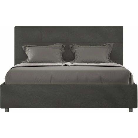 Letto Matrimoniale 160x200 cm con Rete e Contenitore Mika Grigio