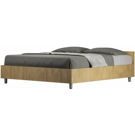 Letto Matrimoniale 160x200 cm con Rete e Contenitore Nuamo Quercia Natura