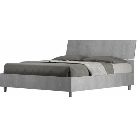 Letto Matrimoniale 160x200 cm con Rete e Contenitore Testata Inclinata Demas Grigio