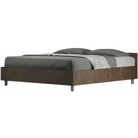 Letto Matrimoniale 160x200 cm con Rete Nuamo Noce
