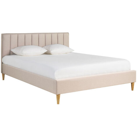 MILIBOO Letto matrimoniale 160x200 cm in tessuto beige DIANE