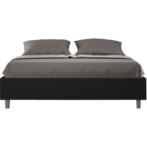 Letto Matrimoniale 160x200 cm Senza Rete Senza Testata Imbottito in Similpelle Azelia Nero