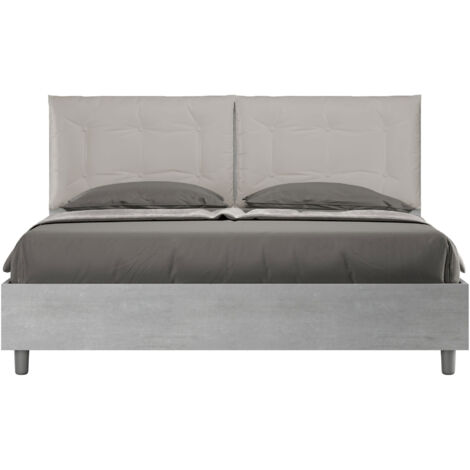 Letto Matrimoniale 160x200 cm Senza Rete Struttura Cemento con Cuscini in Similpelle Egos Annalisa Tortora