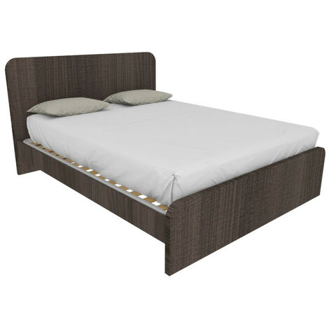 Letto matrimoniale 160x200 con testata sagomata - Design Italiano - Olmo jerez scuro