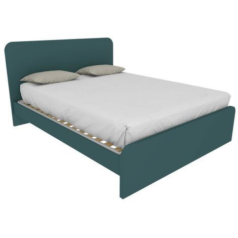 Letto matrimoniale 160x200 con testata sagomata - Design Italiano - Verde Petrolio