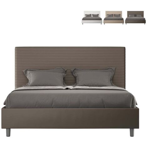Letto matrimoniale 160x200 contenitore moderno similpelle Focus M1 - Marrone