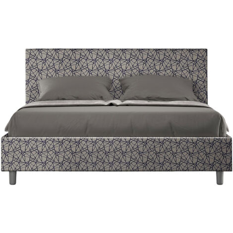 Letto Matrimoniale 160x210 cm con Rete e Contenitore Adele Era 09 Blu