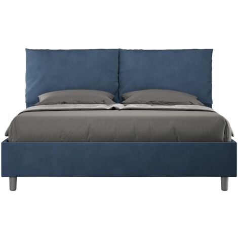 Letto Matrimoniale 160x210 cm con Rete e Contenitore Antea Blu