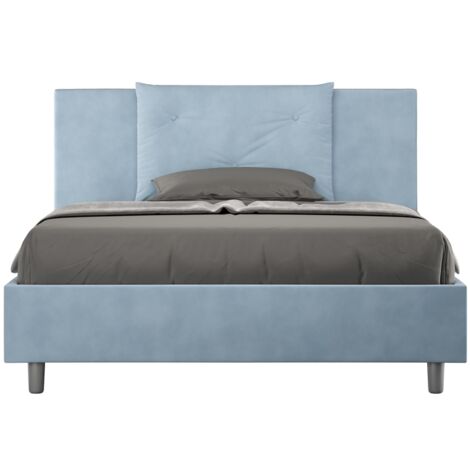 Letto Matrimoniale 160x210 cm con Rete e Contenitore Appia Azzurro
