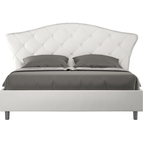 Letto Matrimoniale 160x210 cm con Rete e Contenitore Langre Similpelle