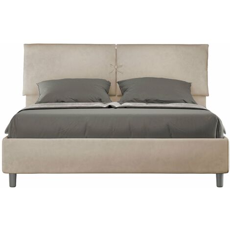 Letto Matrimoniale 160x210 cm con Rete e Contenitore Mados Sabbia
