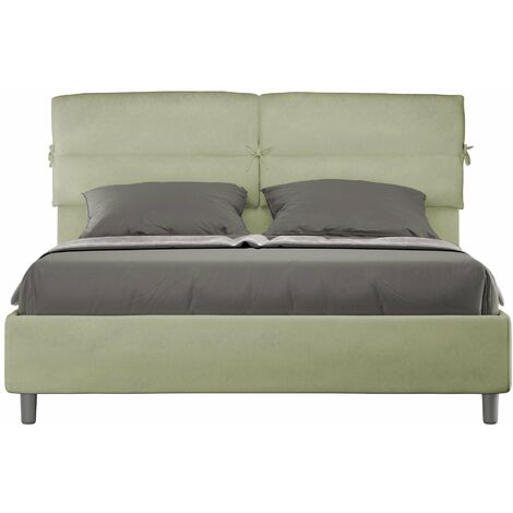Letto Matrimoniale 160x210 cm con Rete e Contenitore Nandy Tè verde