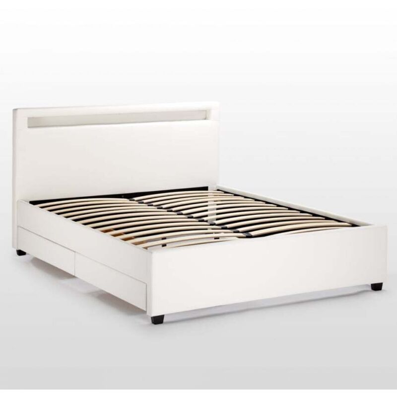 Letto Matrimoniale 2 Piazze Moderno Con Rete Testiera Led Cassetti ...