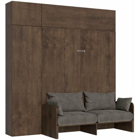Letto Matrimoniale a Scomparsa Salvaspazio con Sofà Kentaro H250 cm Marrone