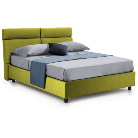 Letto Matrimoniale Alcatron, Sfoderabile, Contenitore Made in Italy, Verde