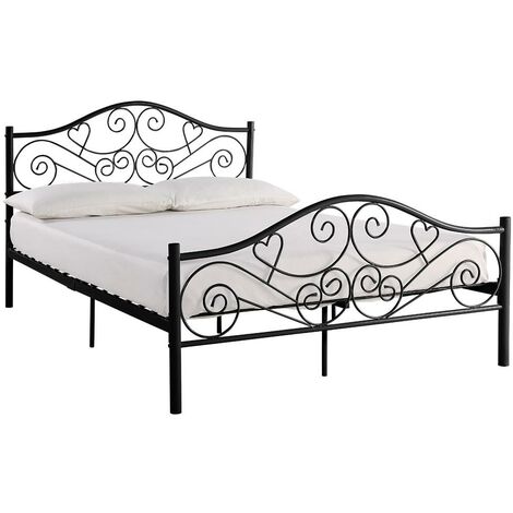 Letto matrimoniale alla francese 140 x 190 cm in Metallo Nero - LEYNA