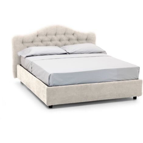 Letto Matrimoniale Aly, Sfoderabile, Contenitore Made in Italy, Beige