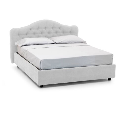 Letto Matrimoniale Aly, Sfoderabile, Contenitore Made in Italy, Bianco