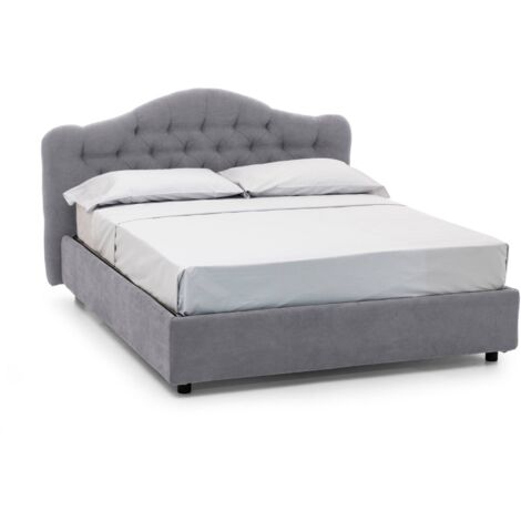 Letto Matrimoniale Aly, Sfoderabile, Contenitore Made in Italy, Grigio