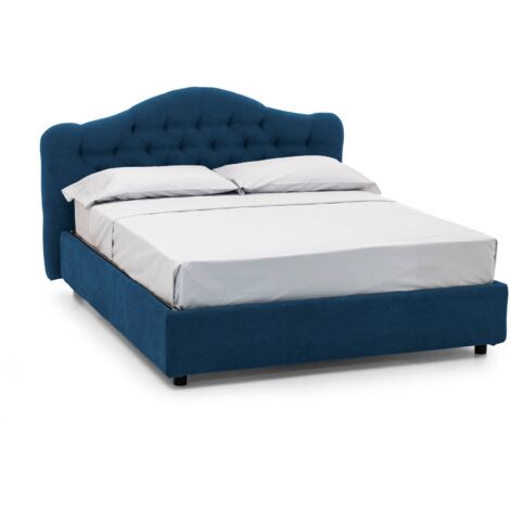 Letto Matrimoniale Arex, Sfoderabile, Contenitore Made in Italy, blu
