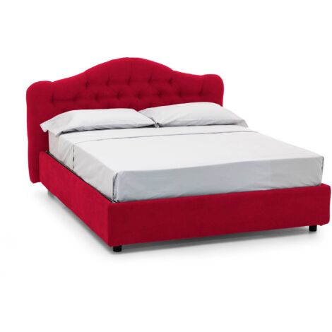 Letto Matrimoniale Arex, Sfoderabile, Contenitore Made in Italy, Rosso