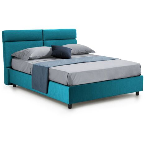 Letto Matrimoniale Asica, Materasso Incluso, Sfoderabile Made in Italy, Azzurro