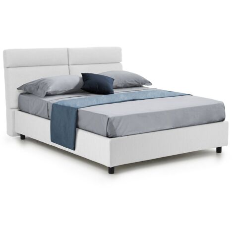 Letto Matrimoniale Ator, Sfoderabile, Contenitore Made in Italy, Bianco