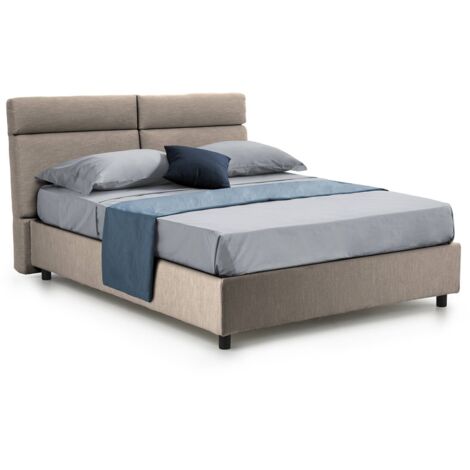 Letto Matrimoniale Ator, Sfoderabile, Contenitore Made in Italy, Grigio Tortora