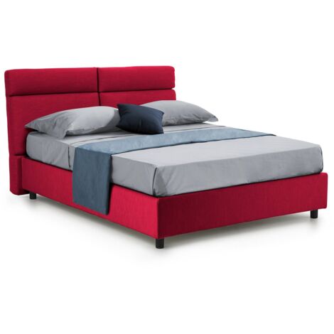 Letto Matrimoniale Ator, Sfoderabile, Contenitore Made in Italy, Rosso