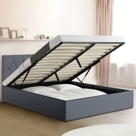 Letto matrimoniale AUSTIN con base 160 x 200 CM PVC grigio