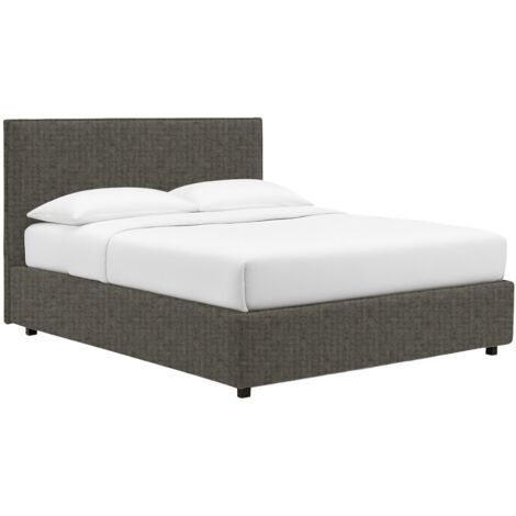 Letto Matrimoniale Basildon, Sfoderabile, Contenitore Made in Italy, Grigio Tortora