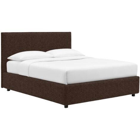 Letto Matrimoniale Basildon, Sfoderabile, Contenitore Made in Italy, Marrone