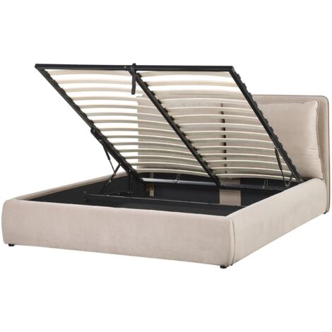 Letto matrimoniale beige con contenitore 160 x 200 cm Bayonna