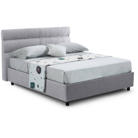 Letto Matrimoniale Brienno, Sfoderabile, Contenitore Made in Italy, Grigio