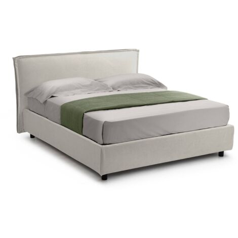 Letto Matrimoniale Brolo, Sfoderabile, Contenitore Made in Italy, Beige