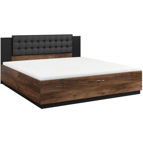 Letto matrimoniale con base Alec marrone scuro e nero 140x200cm