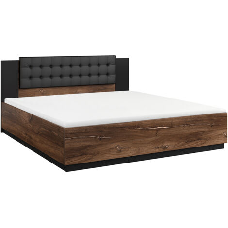 Letto matrimoniale con base Alec marrone scuro e nero 160x200cm