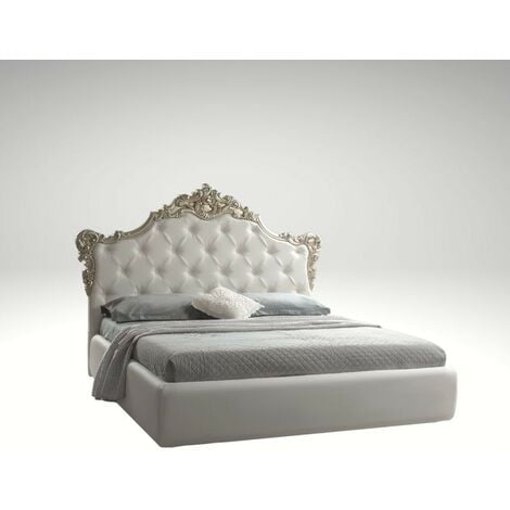 Letto matrimoniale contenitore Buttonsquare bianco testiera trapuntata con  cornice