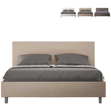 Letto matrimoniale con rete imbottito 160x190 similpelle tortora Adele
