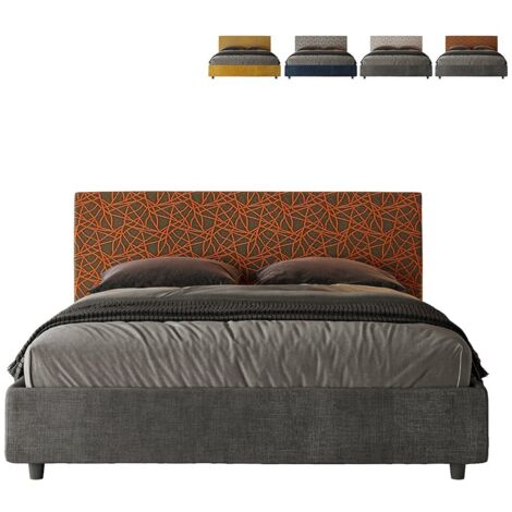 Letto matrimoniale con rete imbottito 160x190 tessuto Era 4 arancio Arla
