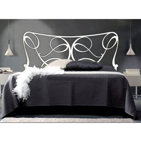 Letto matrimoniale con testiera in ferro bianco e contenitore 170x200xh.130 cm